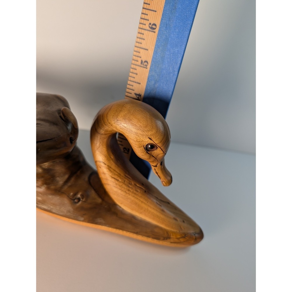 Vtg Tundra Swan Wood Hand Carved Driftwood By N. A.‎ Needham Canada Laberge Lake - Picture 9 of 10
